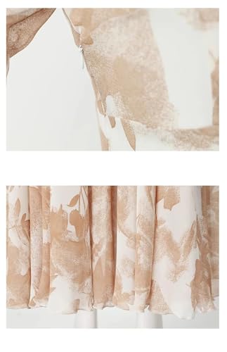 Las Mujeres De Verano De Impresión con Cuello En V De Manga Corta De Cintura Delgada Vestido Largo Elegante Que Fluye Vestido hasta El Tobillo Print L