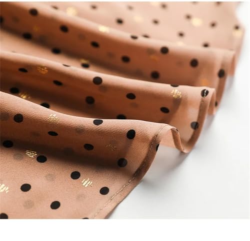 Las Mujeres De Verano De Puntos Vestido De Contraste De Color De Manga Corta Vestido De Gasa Elegante Simplicidad De Vestir Apricot Dot L